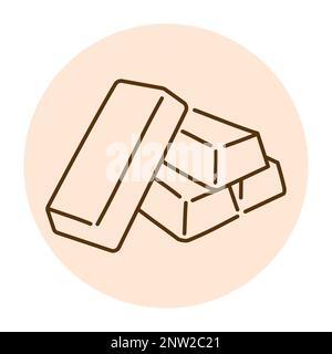 Symbol der goldenen Balken für die Farblinie. Edelsteine. Piktogramm für Webseite, mobile App, Promo. Stock Vektor