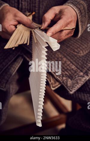 Hanji, traditionelles koreanisches Papier, Papier, hanji-Fan, handgefertigt aus Maulbeerbäumen, Kunsthandwerk Stockfoto