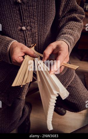 Hanji, traditionelles koreanisches Papier, Papier, hanji-Fan, handgefertigt aus Maulbeerbäumen, Kunsthandwerk Stockfoto