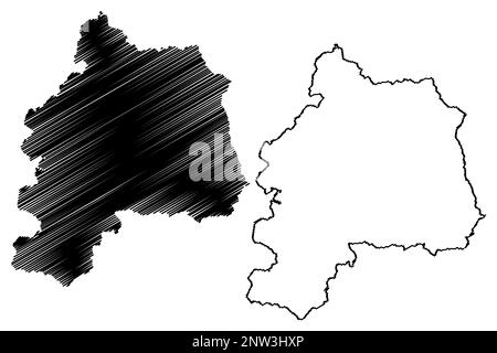 Amber Valley Local Government District and Borough (United Kingdom of Great Britain and Northern Ireland, Ceremonial County Derbyshire, England) Karte V Stock Vektor