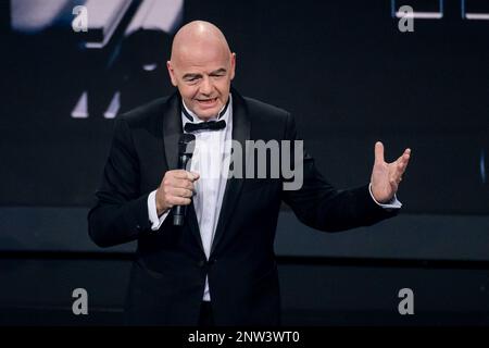 Julien Mattia / Le Pictorium - Bester FIFA AWARD 2023 Zeremonie bei der Salle Pleyel in Paris - 28/2/2023 - Frankreich / Ile-de-France (Region) / Paris - Gianni Infantino bei der Zeremonie der besten FIFA Awards in der Salle Pleyel in Paris, 27. Februar 2023 Stockfoto