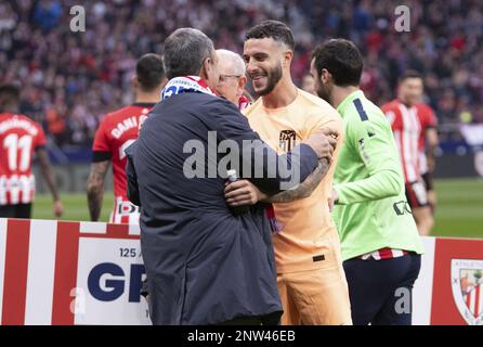 Bilbao, Spanien. 19. Februar 2023. Jan Oblak aus Madrid vor dem Fußballspiel La Liga zwischen Atletico Madrid und Athletic Club Bilbao in Estadio Metropolitano, Madrid, Spanien. Madrid gewann das Spiel 1-0 mit einem Tor von Antoine Griezmann. (Foto: Sports Press Photo/Sports Press Photo/C - FRIST VON EINER STUNDE - FTP NUR AKTIVIEREN, WENN BILDER WENIGER ALS EINE STUNDE ALT sind - Alamy) Guthaben: SPP Sport Press Photo. Alamy Live News Stockfoto