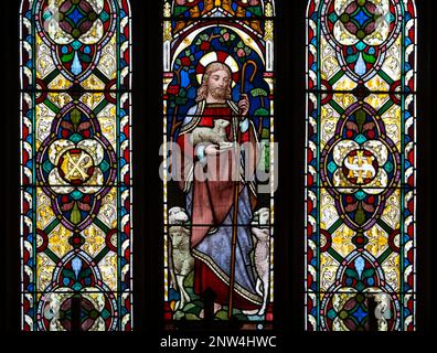 Das Ostfenster, St. John the Baptist Church, Tiffield, Northamptonshire, England, Großbritannien Stockfoto