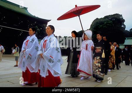 Heiligtum der Meiji Jingu.Traditional Hochzeit. Tokyo City, Japan, Asien Stockfoto