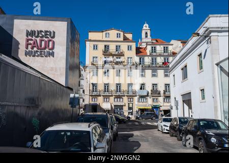 Fassade des Fado-Museums in Alfama, Lissabon, Portugal Stockfoto