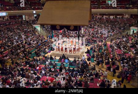 Sumo-Turnier in Ryogoku Kokugikan Stadion, Stadt Tokio, Japan Stockfoto