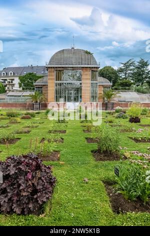 Nantes in Frankreich, Gewächshaus im Jardin des Plantes, einem Garten in der Stadt Stockfoto