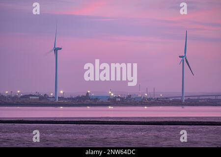 Windturbinen in Sheerness auf der Insel Sheppy Kent von Grain Kent Stockfoto