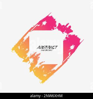 Original Grunge Pinsel Lackierung Texturdesign Acryl Strichposter über quadratischem Rahmenvektor. Von Hand bemalter Vektor aus Rohpapier. Perfektes Design für Stock Vektor