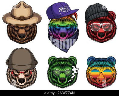 Bär Modeset-Kollektion für Ihr Unternehmen oder Ihre Marke Stock Vektor