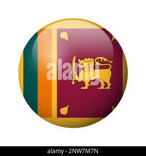 Sri-Lanka-Flagge – glänzendes kreisförmiges Abzeichen. Vektorsymbol. Stock Vektor