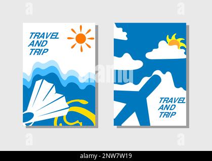 Vorlage Für Reisebüro Voucher Set, Sammlung Von Postern Von Tourist Company Isolated Vector Illustration Stock Vektor