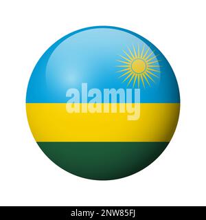 Ruandische Flagge - glänzendes Kreisabzeichen. Vektorsymbol. Stock Vektor
