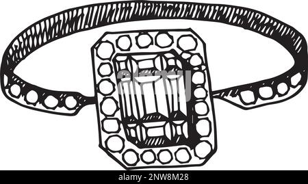 Eheringe skizzieren mit mnay Diamanten handgemalte Skizzen erfassenden Stil. Stock Vektor
