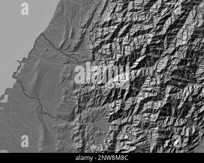 Taichung, Sondergemeinde Taiwan. Bilevel-Höhenkarte mit Seen und Flüssen Stockfoto
