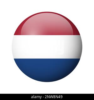 Niederländische Flagge - glänzendes Kreisschild. Vektorsymbol. Stock Vektor