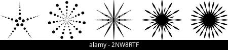Symbolset des Circle Star Burst Ray Designelements. Abbildung eines flachen Vektors Stock Vektor