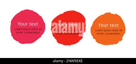 Handgezeichnete Farbflecken. Spritzschutz für Designzwecke. Rot, Rosa und Orange. Farbenfrohe Grunge Shapes Kollektion. Stock Vektor