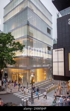 Dior-Store von SANAA (Sejima y Nishikawa Architekten & Associates). Und Chanel Shop in Omotesando Street, Tokyo, Japan Stockfoto