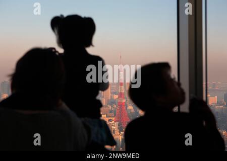 Skyline von Tokyo. Wie gesehen von Mori Tower (Tokyo City View) in Roppongi Hills.Visitors.Tokyo Stadt, Japan, Asien Stockfoto