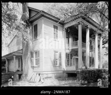 Boddie House, La Grange vic., Troup County, Georgia. Carnegie Survey of the Architecture of the South (Carnegie-Umfrage zur Architektur des Südens). Vereinigte Staaten, Georgia, Troup County, La Grange vic, Häuser, Klappbrettverkleidungen, Säulen, Säulen, Portionen. Stockfoto