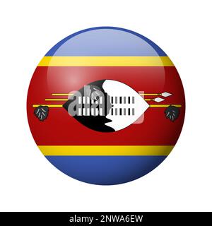 Eswatini-Flagge - glänzendes Kreisschild. Vektorsymbol. Stock Vektor