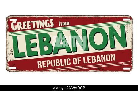 Grußzeichen aus libanesischem Altmetall auf weißem Hintergrund, Vektorbild Stock Vektor