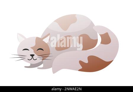 Flauschige Hauskatze. Haustier mit Fell, Katzenvektor-Cartoon-Illustration Stock Vektor