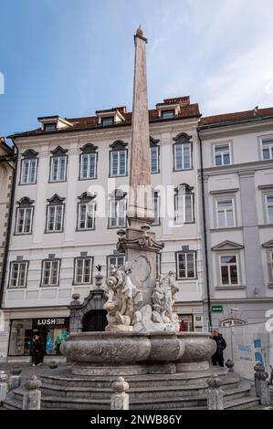 Robba-Brunnen, Ljubljana, Slowenien Stockfoto