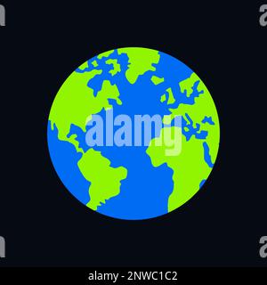 Flachlobe Weltkarte Isolierte Vektordarstellung Stock Vektor