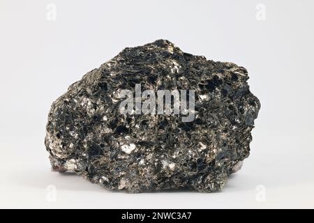 Biotite, auch schwarzer Glimmer genannt, ein Silikatmineral in der Glimmergruppe Stockfoto