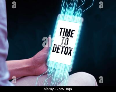 Handschriftlicher Text Zeit zur Entgiftung, Internet-Konzept Moment für die Ernährung Gesundheit sucht Behandlung reinigen Stockfoto