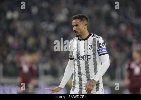 Turin, Italien. 28. Februar 2023. Danilo von Juventus während des italienischen Fußballspiels der Serie A zwischen dem FC Juventus und dem FC Turin am 28. Februar 2023 im Allianz Stadium in Turin, Italien. Foto: Ndrerim Kaceli Kredit: Unabhängige Fotoagentur/Alamy Live News Stockfoto