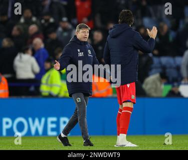 Blackburn Rovers Head Coach Jon Dahl Tomasson folgt der letzten Partie im Emirates FA Cup Fifth Round Match Leicester City vs Blackburn Rovers im King Power Stadium, Leicester, Großbritannien, 28. Februar 2023 (Foto von Nick Browning/News Images) Stockfoto