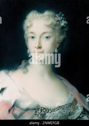 Maria Theresa, Maria Theresa Walburga Amalia Christina (1717-1780), Herrscherin der Habsburger Herrschaft, war Herzogin von Lothringen, Großherzogin der Toskana und Heilige römische Kaiserin. Gemälde von Rosalba Carriera Stockfoto