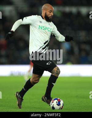 David McGoldrick aus Derby County während des Spiels Sky Bet League One im Pride Park Stadium, Derby. Foto: Dienstag, 28. Februar 2023. Stockfoto