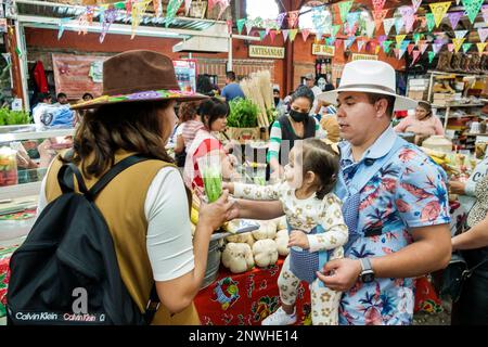 San Miguel de Allende Guanajuato Mexiko, historisches Zentrum Zona Centro, Mercado San Miguel Markt, Gemüse schneiden, Hut Hüte tragen Fedora Stockfoto