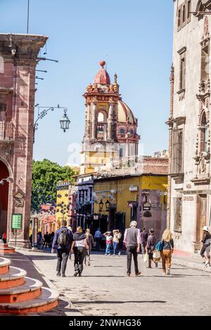 San Miguel de Allende Guanajuato Mexiko, historisches Zentrum der Altstadt, Plaza Principal, Kirche der Unbefleckten Empfängnis Templo de la Puri Stockfoto