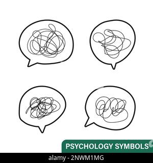 Depressive Symbole, schlechte Laune, psychische Störungen, Depressionssymbole Stock Vektor