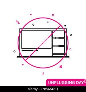 Nationalfeiertag des Aussteckens. Schalten Sie die Geräte aus. Symbol für flache Linie Stock Vektor