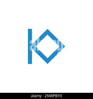 Vektor des quadratischen Rahmens mit Buchstabe k und Diamantlogo Stock Vektor