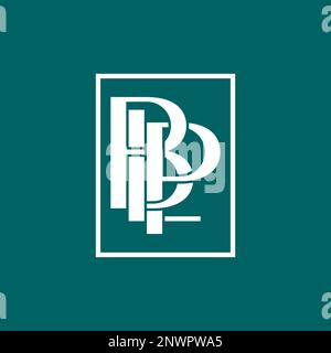Eindeutiger Buchstabe oder Wort BLP verwendet keine serifenfarbene Schrift, wenn eine Verbindung hergestellt oder mit einer quadratischen Linie verbunden wird. Logo-Design abstraktes Konzept Initialen oder Monogramme Stock Vektor