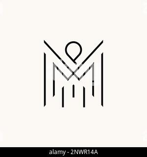 Einfacher und einzigartiger Buchstabe oder Wort MM- oder MW-MP-Strichmuster Muster Muster Muster Muster Muster Muster grafisches Symbol Logo Design abstraktes Konzept Vektor ursprüngliches Monogramm Stock Vektor