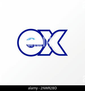 Eindeutiger und einfacher Buchstabe oder einfaches Wort EX ohne serifenische Schriftart in Verbindung oder Zusammenführung mit Pfeil Grafiksymbol Logo Design abstraktes Konzept ursprüngliches Wasserzeichen Vektor Stock Vektor