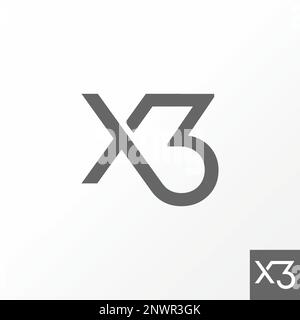Einzigartiges, aber einfaches X3-Format ohne serifenfarbene Schrift Bildgrafik Symbol Logo Design abstraktes Konzept Vektormaterial Initial oder Monogramm Stock Vektor