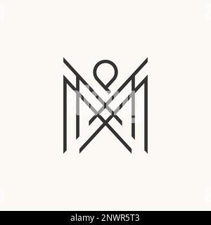 Einfacher und einzigartiger Buchstabe oder Wort MM- oder MW-MP-Strichmuster Muster Muster Muster Muster Muster Muster grafisches Symbol Logo Design abstraktes Konzept Vektor ursprüngliches Monogramm Stock Vektor