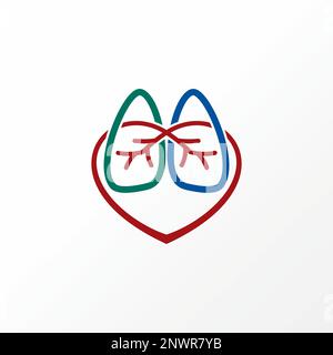 Einzigartige und einfache Lungen und Liebe in Linie Kunst oder out Muskeln Nerven Bild Grafik Symbol Logo Design abstraktes Konzept Vektor Gesundheit oder Organ Stock Vektor