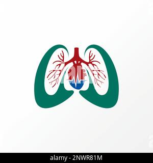 Einzigartiges und einfaches Herz und Lunge mit medizinischem Handelsbild Grafik-Symbol Logo-Design abstraktes Konzept Vektorstock-Symbol in Bezug auf Gesundheit oder Organ Stock Vektor