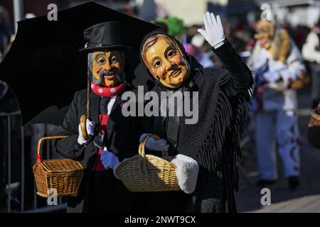 Narren-Gilde aus Horb am Neckar bei der Großen Karnevalsparade, Karnevalsparade, Oberkirch, Ortenaukreis, Baden-Württemberg, Deutschland Stockfoto