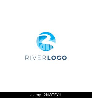 River Logo-Design. Abstrakter Logovektor mit R-Motiv Stock Vektor